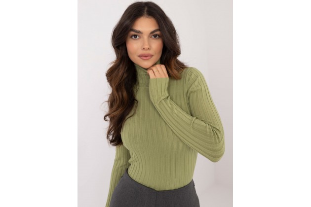 Pull col roulé en maille - clair vert