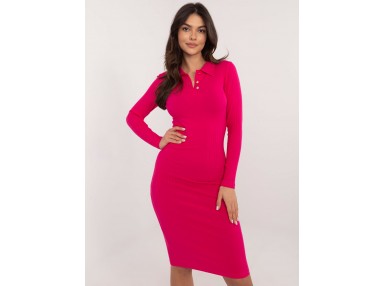 Robe en maille avec col polo - fuchsia