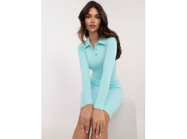 Robe en maille avec col polo - menthe