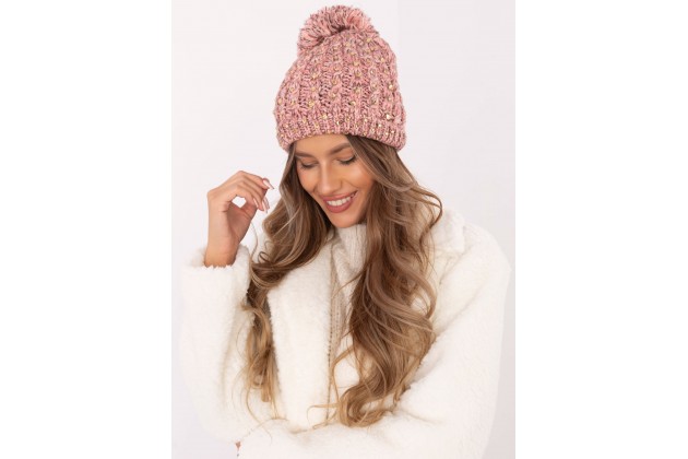 Bonnet avec pompon - rose clair