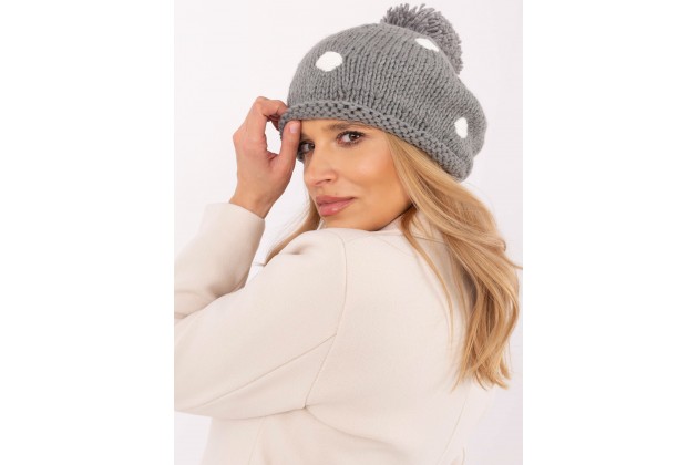 Bonnet avec pompon - gris