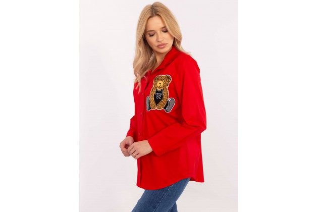 Chemise à imprimé ours en peluche - rouge
