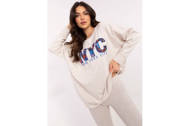 Sweat femme sans capuche - beige