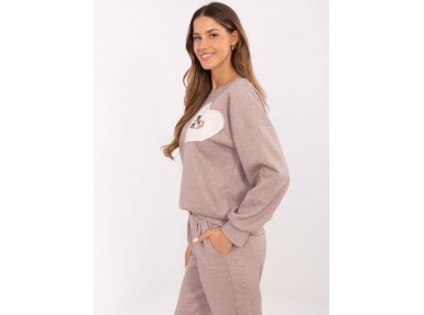 Sweat col rond en coton - beige
