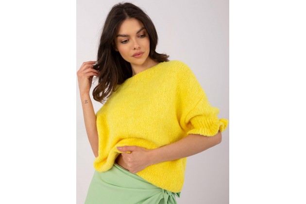 Pull en maille à manches 3/4 - jaune