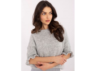 Pull en maille à manches 3/4 - gris