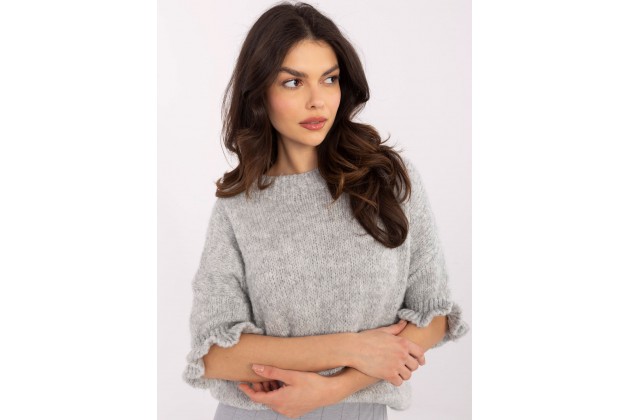 Pull en maille à manches 3/4 - gris