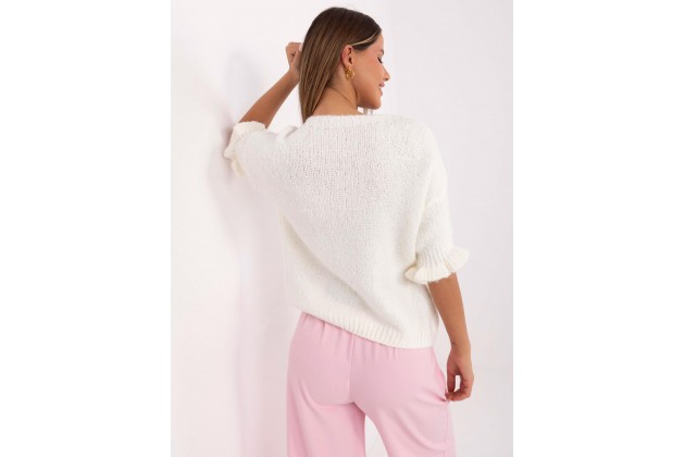 Pull en maille à manches 3/4 - écru