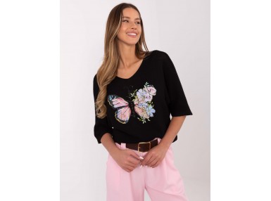 Pull en maille à manches 3/4 - noir